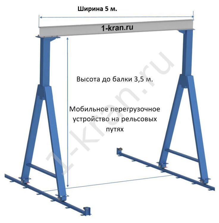 Мобильное перегрузочное устройство, на рельсовых путях, 3 т  Высота габаритная 3,5 м  Ширина габаритная 5 м